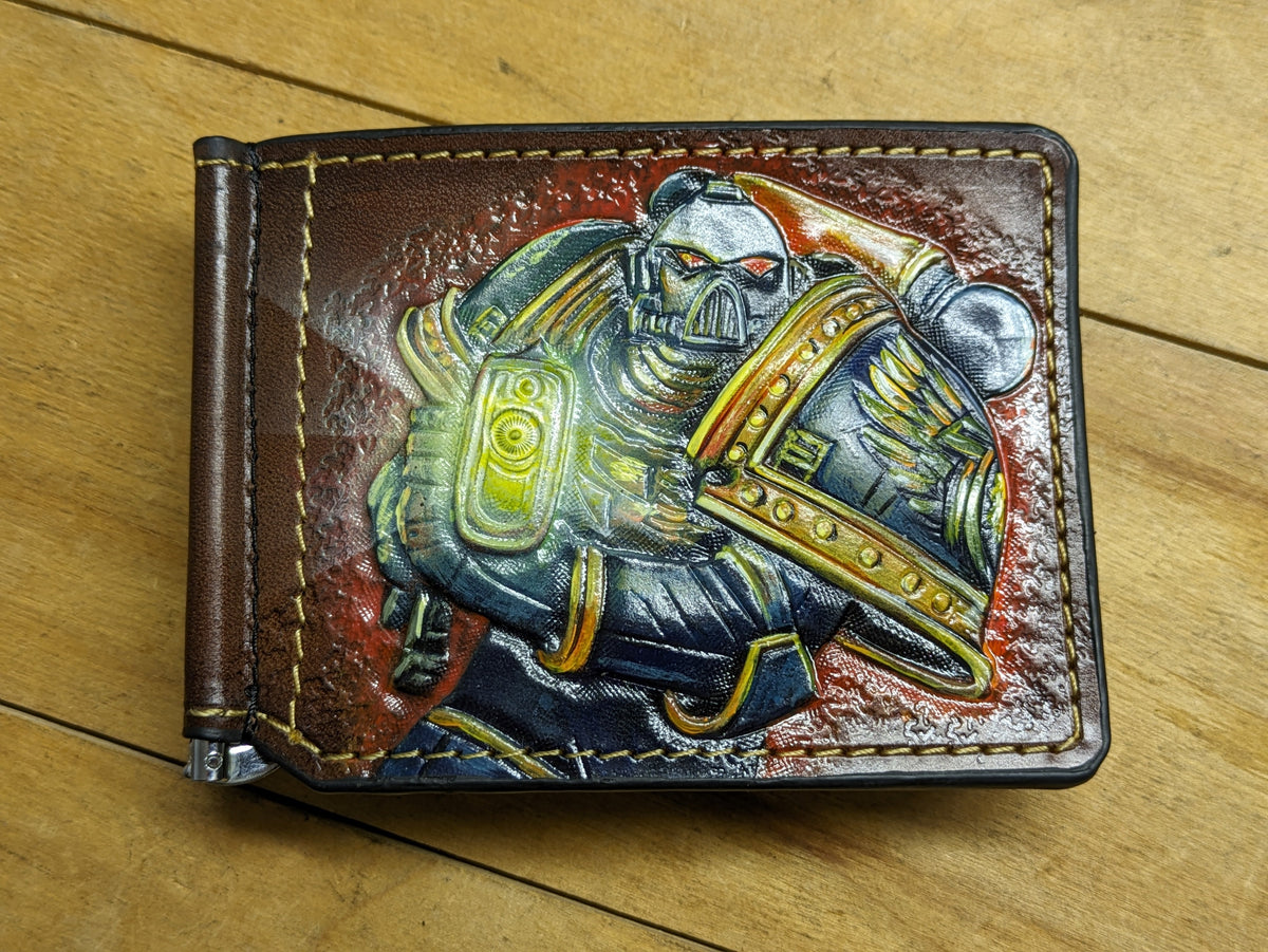 M3J2, Captain Demetrian Titus Warhammer 40K Leather Money Clip Wallet | Space Marine Slim Design - Theodoros