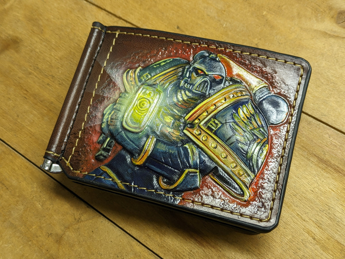 M3J2, Captain Demetrian Titus Warhammer 40K Leather Money Clip Wallet | Space Marine Slim Design - Theodoros
