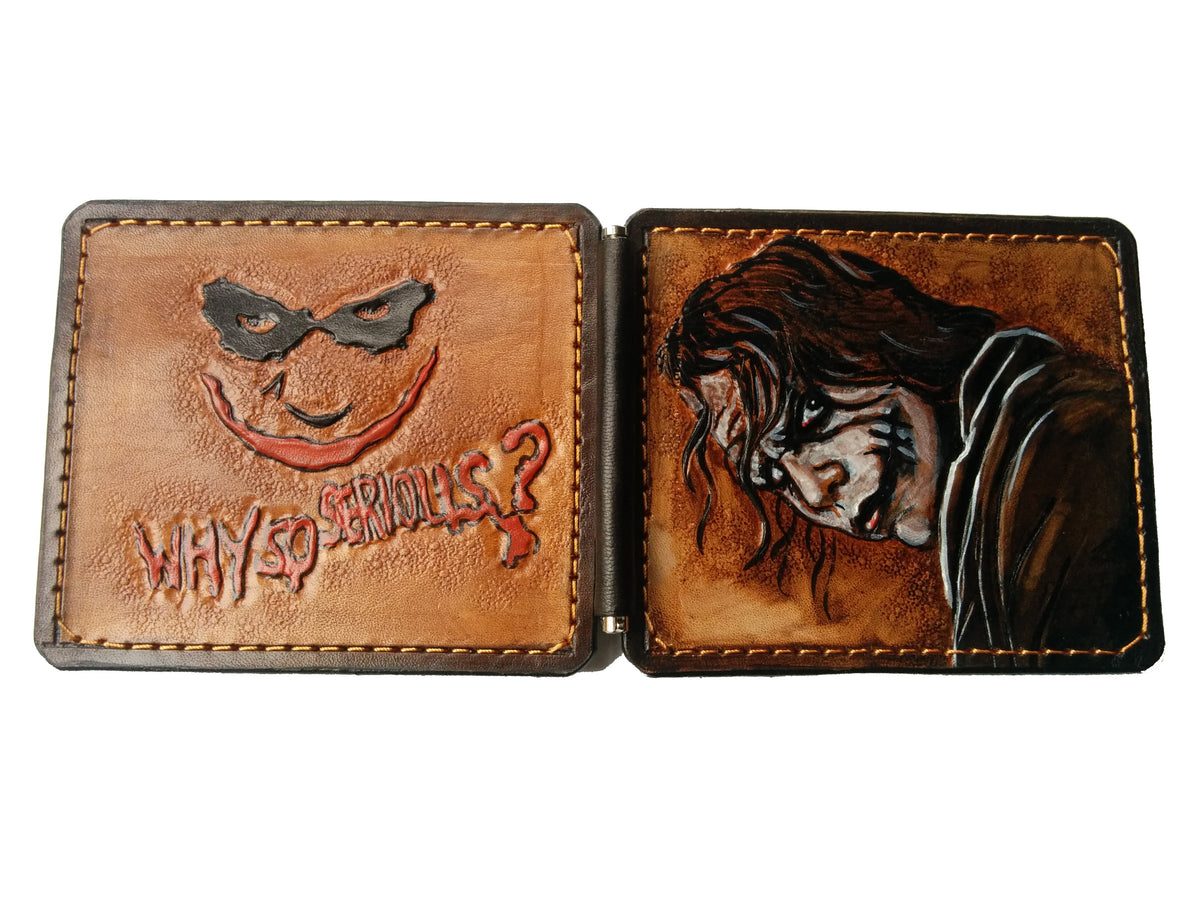 M3W1, Heath Ledger Joker Leather Money Clip Wallet | Why So Serious Slim Minimalist Design - Theodoros