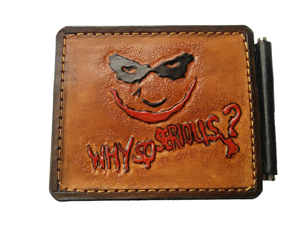 M3W1, Heath Ledger Joker Leather Money Clip Wallet | Why So Serious Slim Minimalist Design - Theodoros