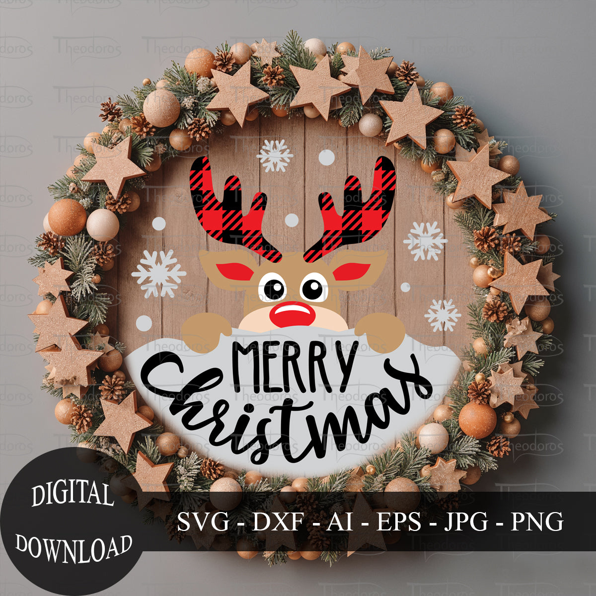 Merry Christmas Deer Svg, Reindeer Welcome Svg, Farmhouse Svg