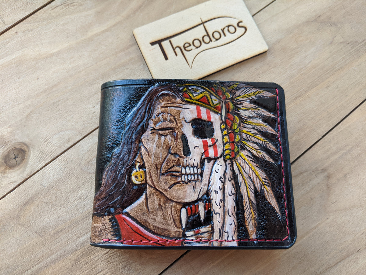 M1S14, Indian Chief Skull, Native American, Apache, Headdress, Skull