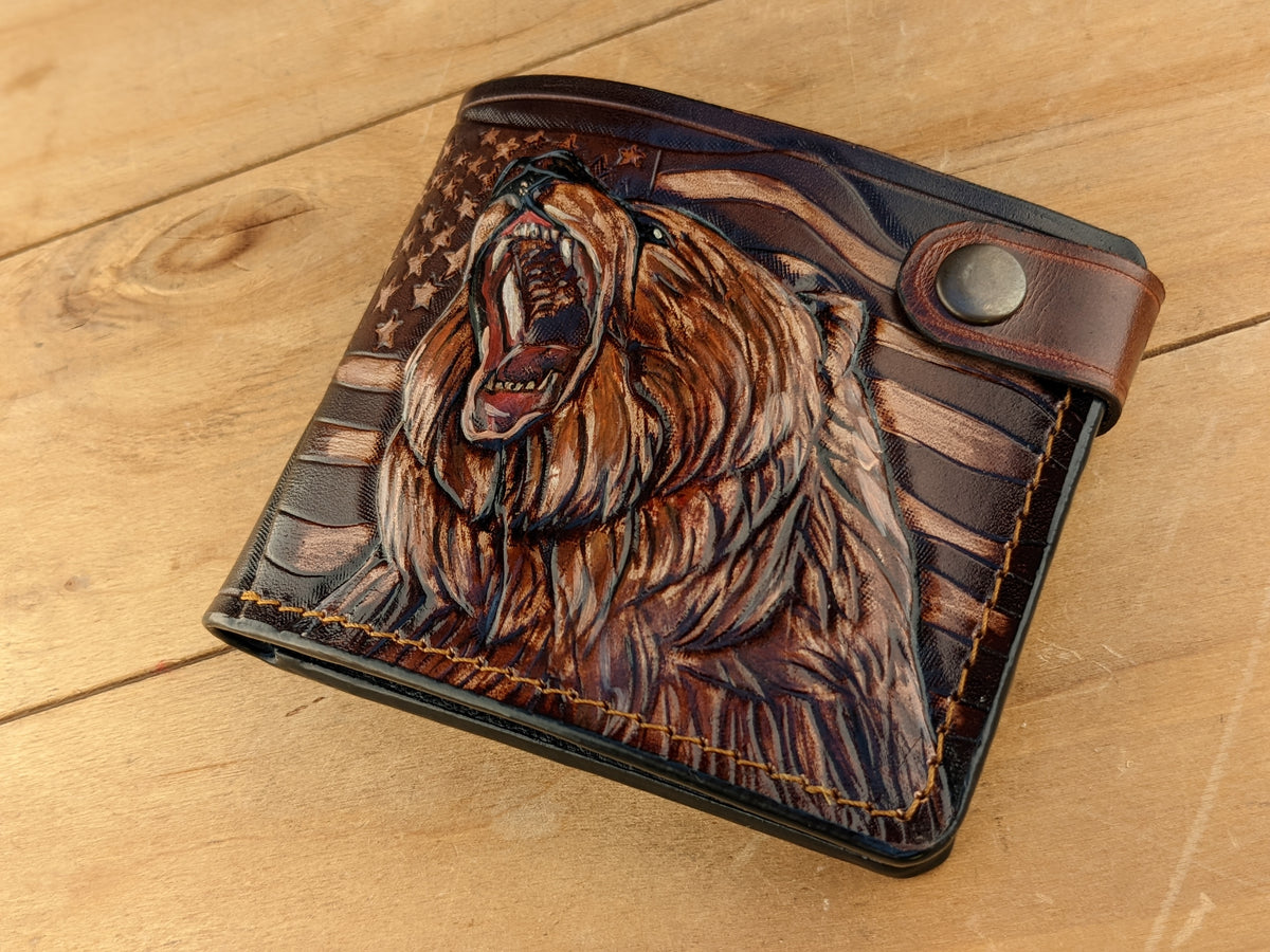 U7, Grizzly, Bear, Flag of the United States, USA, Patriotic Wallet, Hunting
