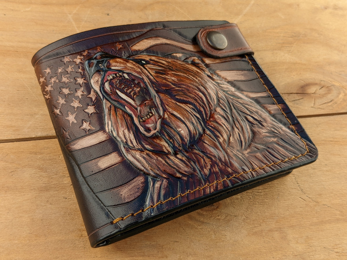 U7, Grizzly, Bear, Flag of the United States, USA, Patriotic Wallet, Hunting