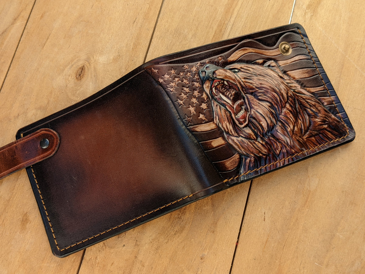 M1V7, Grizzly, Bear, Flag of the United States, Patriotic Wallet, USA