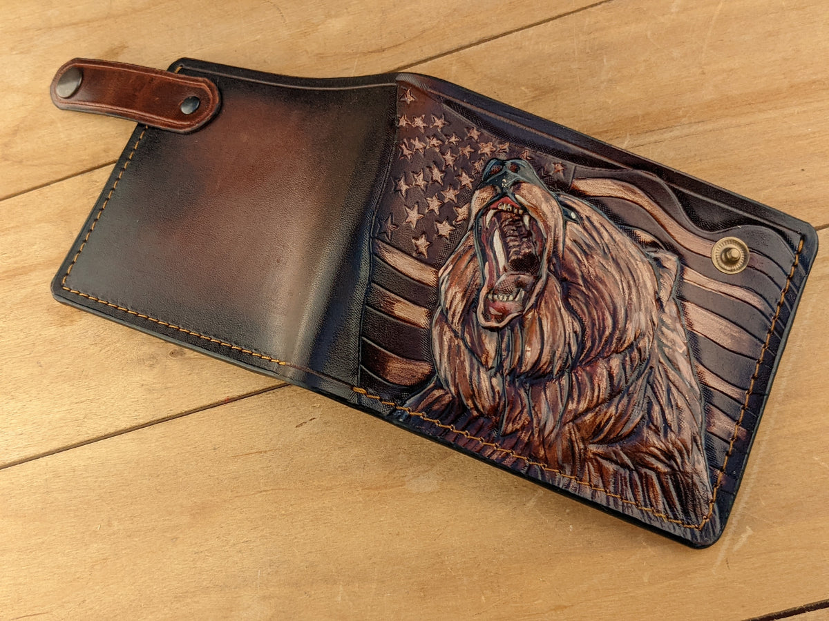 M1V7, Grizzly, Bear, Flag of the United States, Patriotic Wallet, USA